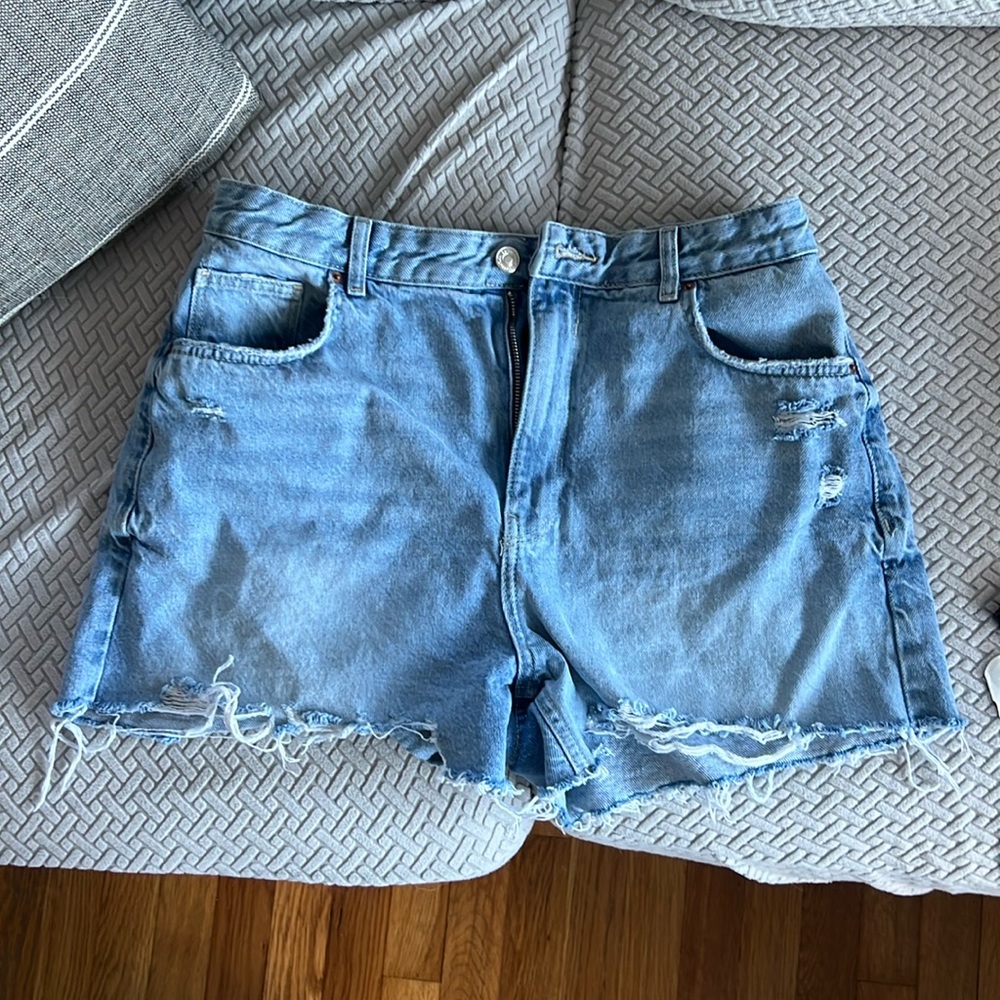 Bershka denim high waisted shorts